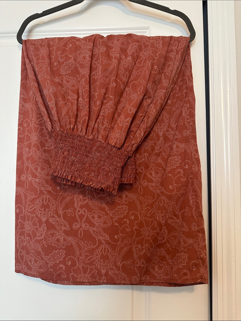 Rust Floral Smocked Tube Skirt
